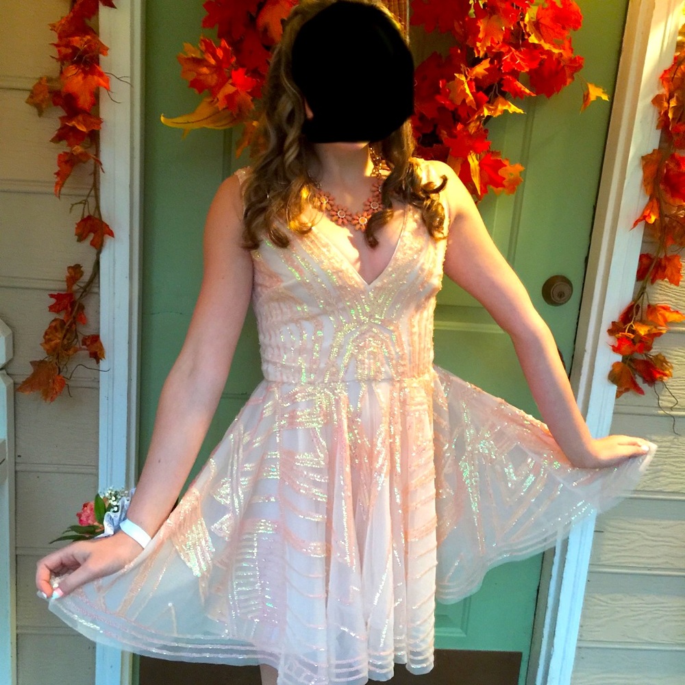 Shimmering Peach Cocktail/Homecoming Dress